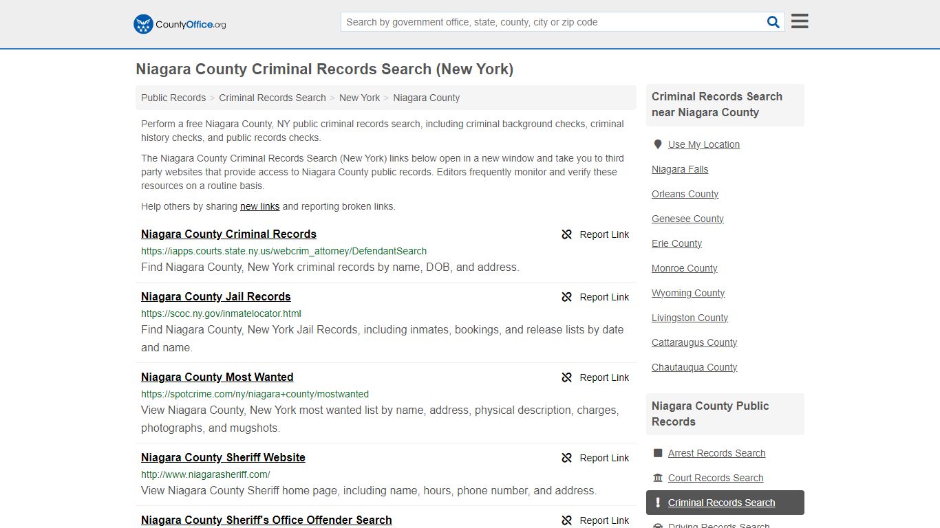 Niagara County Criminal Records Search (New York) - County Office