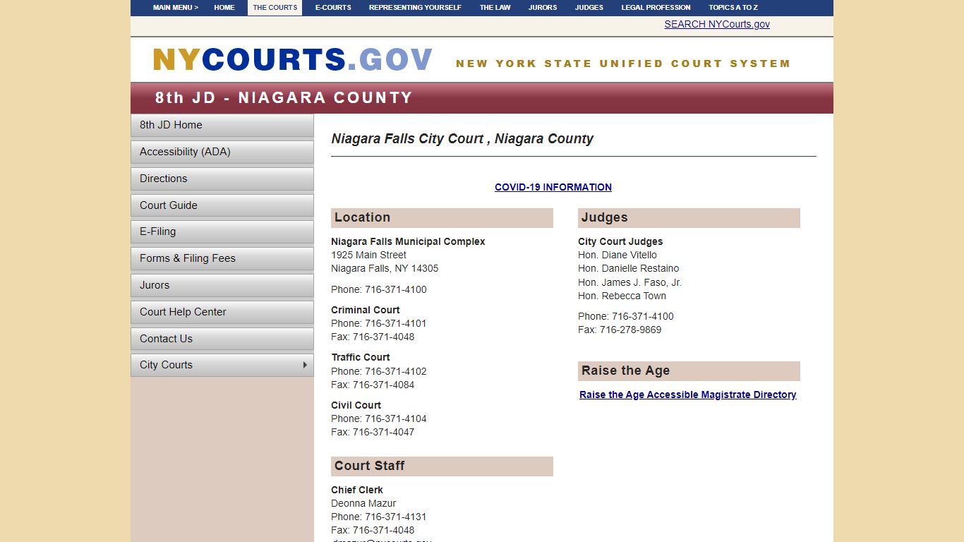 Niagara Falls City Court , Niagara County | NYCOURTS.GOV
